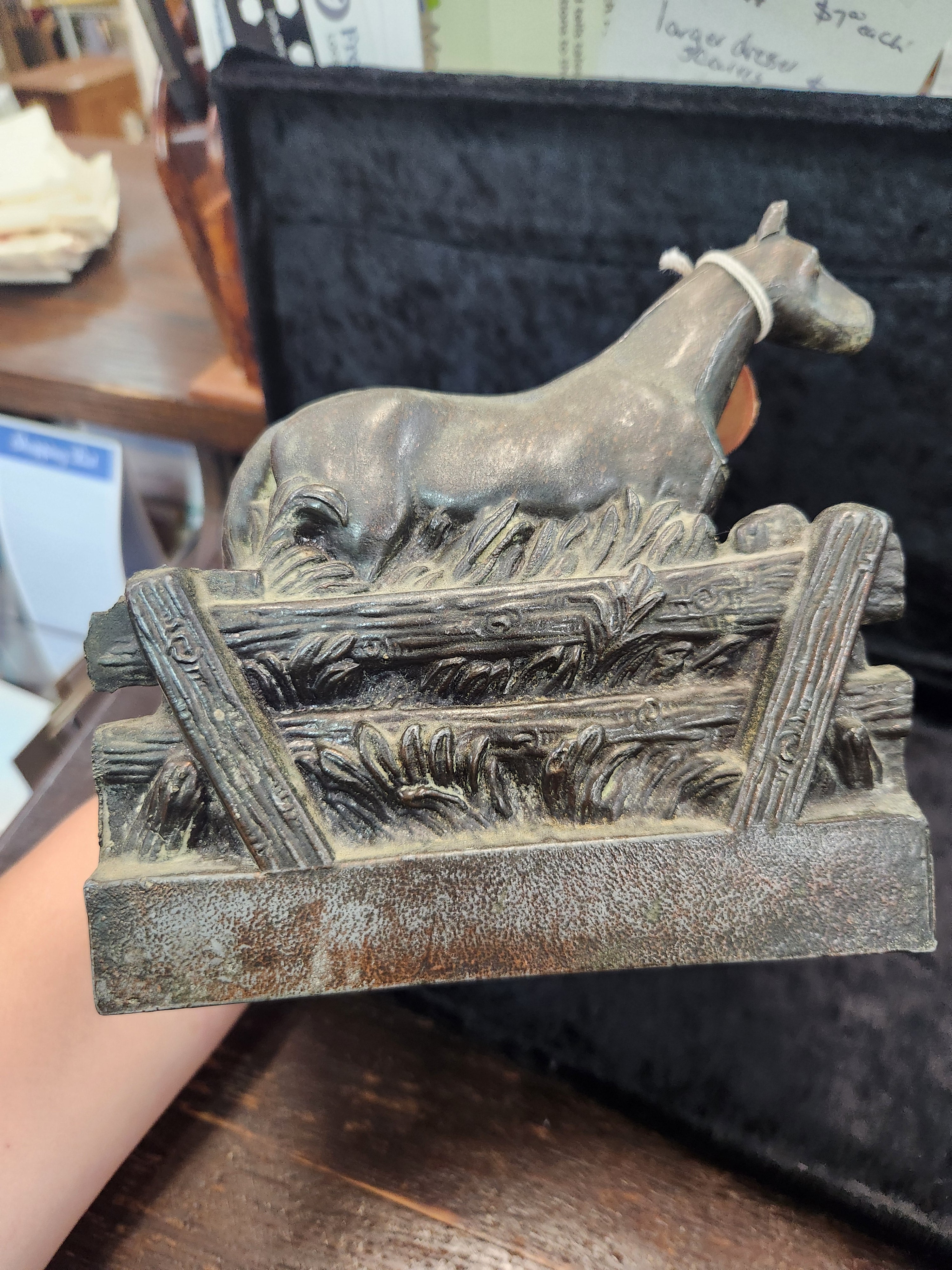 Vintage Cast Metal Mare and Foal Bookend