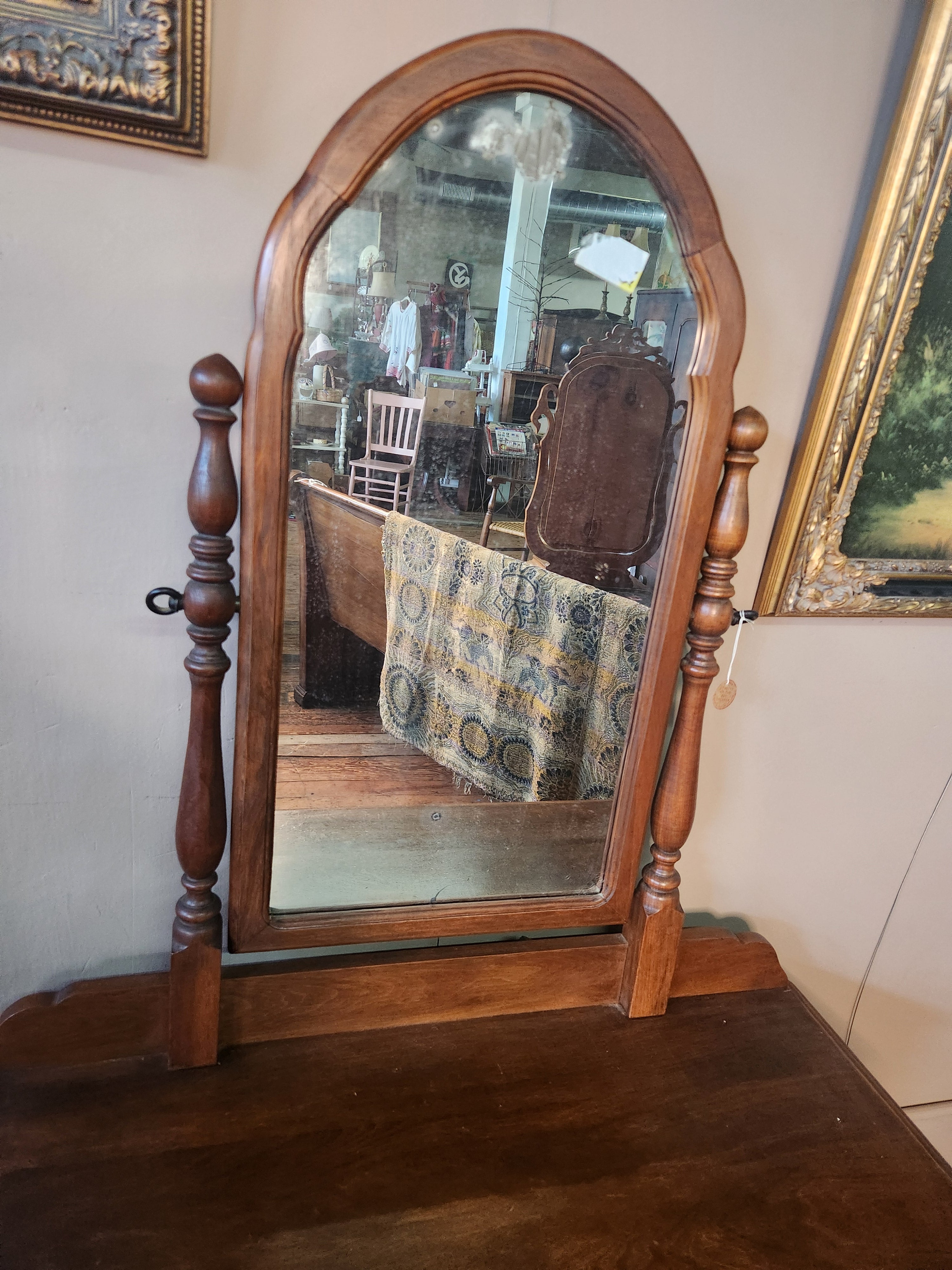 Vintage Wooden Dresser with Vanity Swivel Mirror