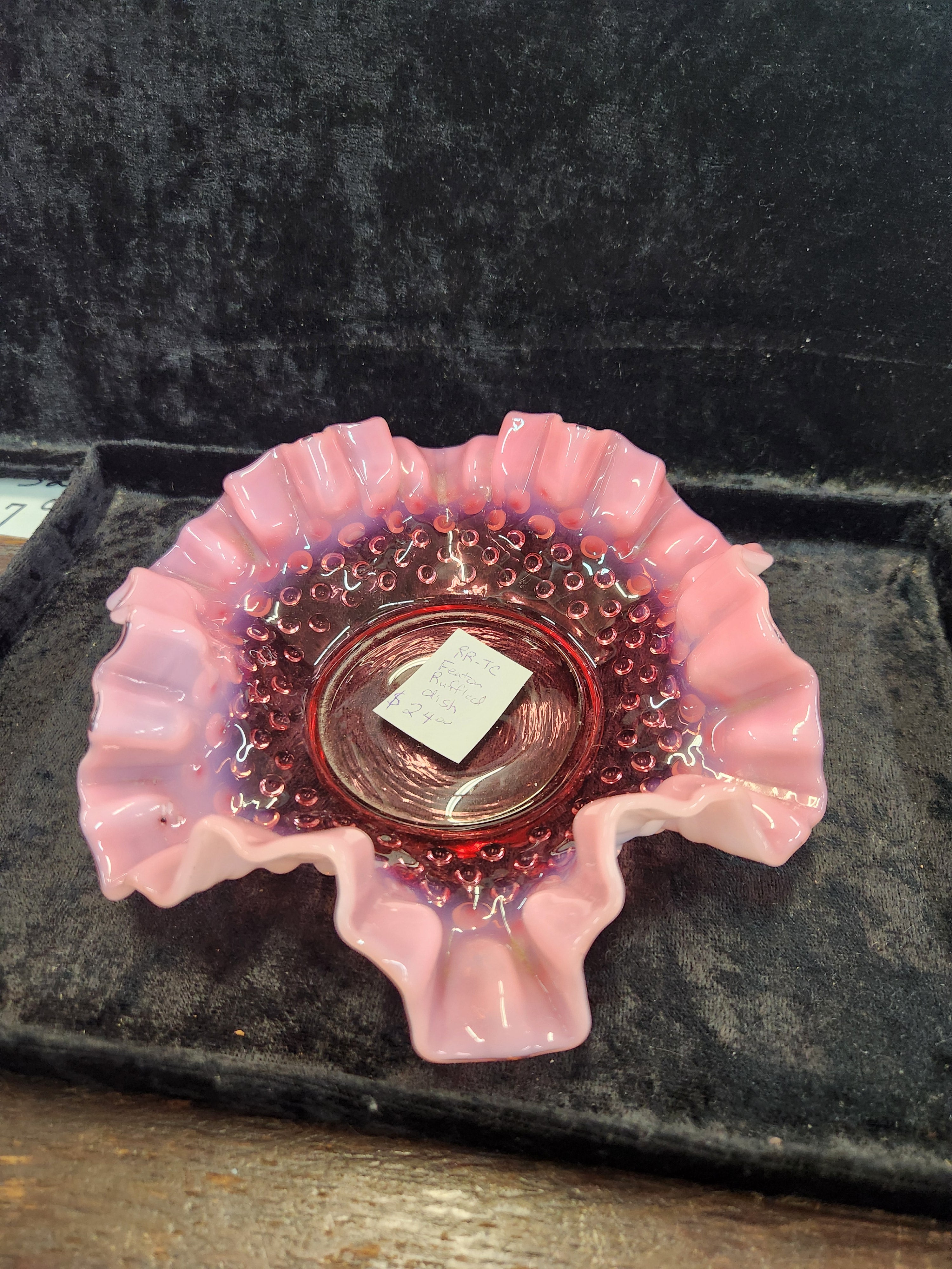 Vintage Fenton Raspberry Ruffled Dish