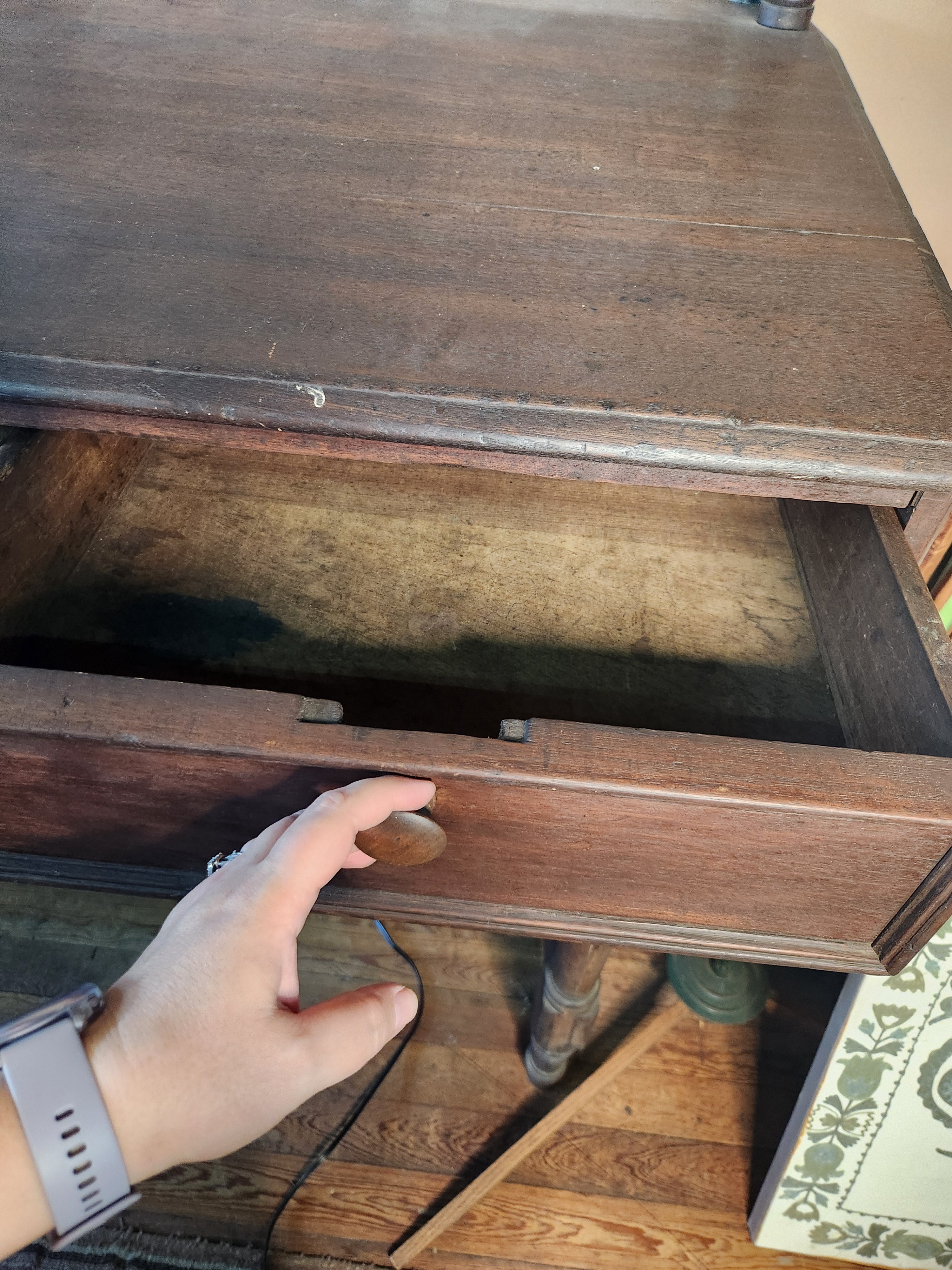 Two-Piece Antique Wooden Desk & Hutch Combo Plantation Desk Clerk's/Postmaster's Desk