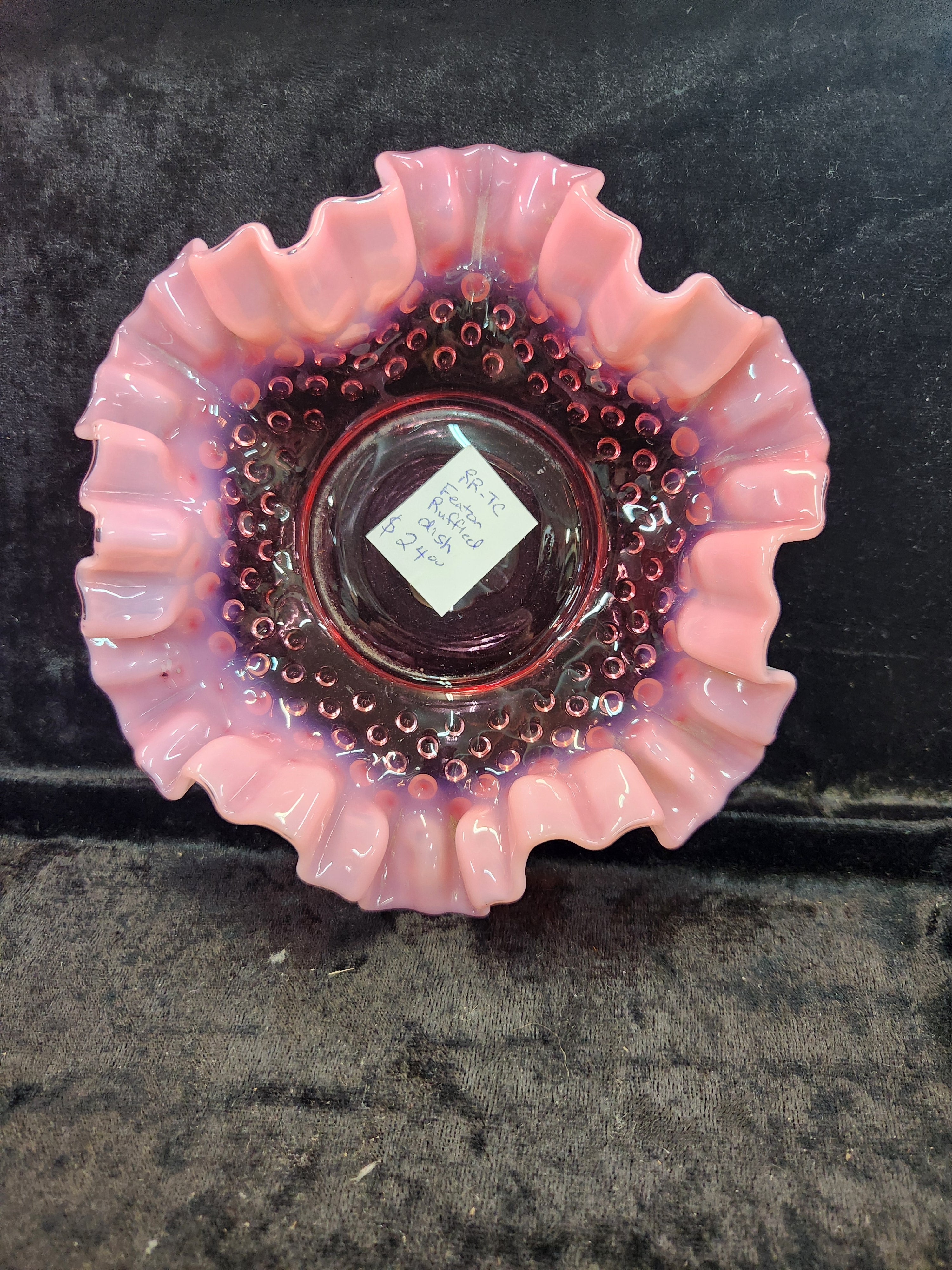 Vintage Fenton Raspberry Ruffled Dish