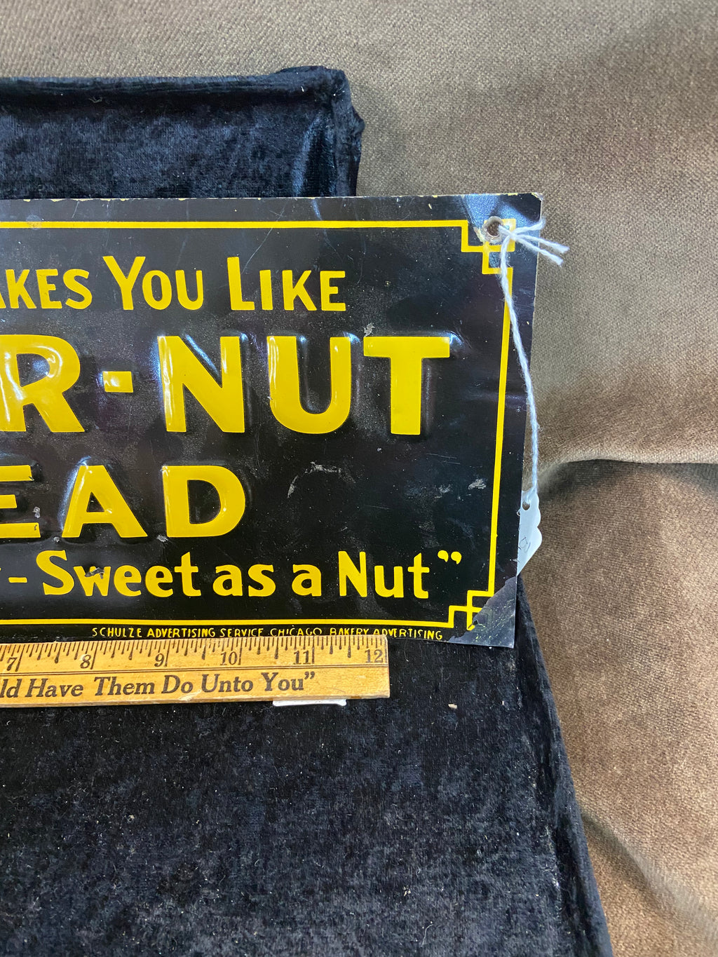1930's Butter-nut Bread Advertising Sign Tin Tacker