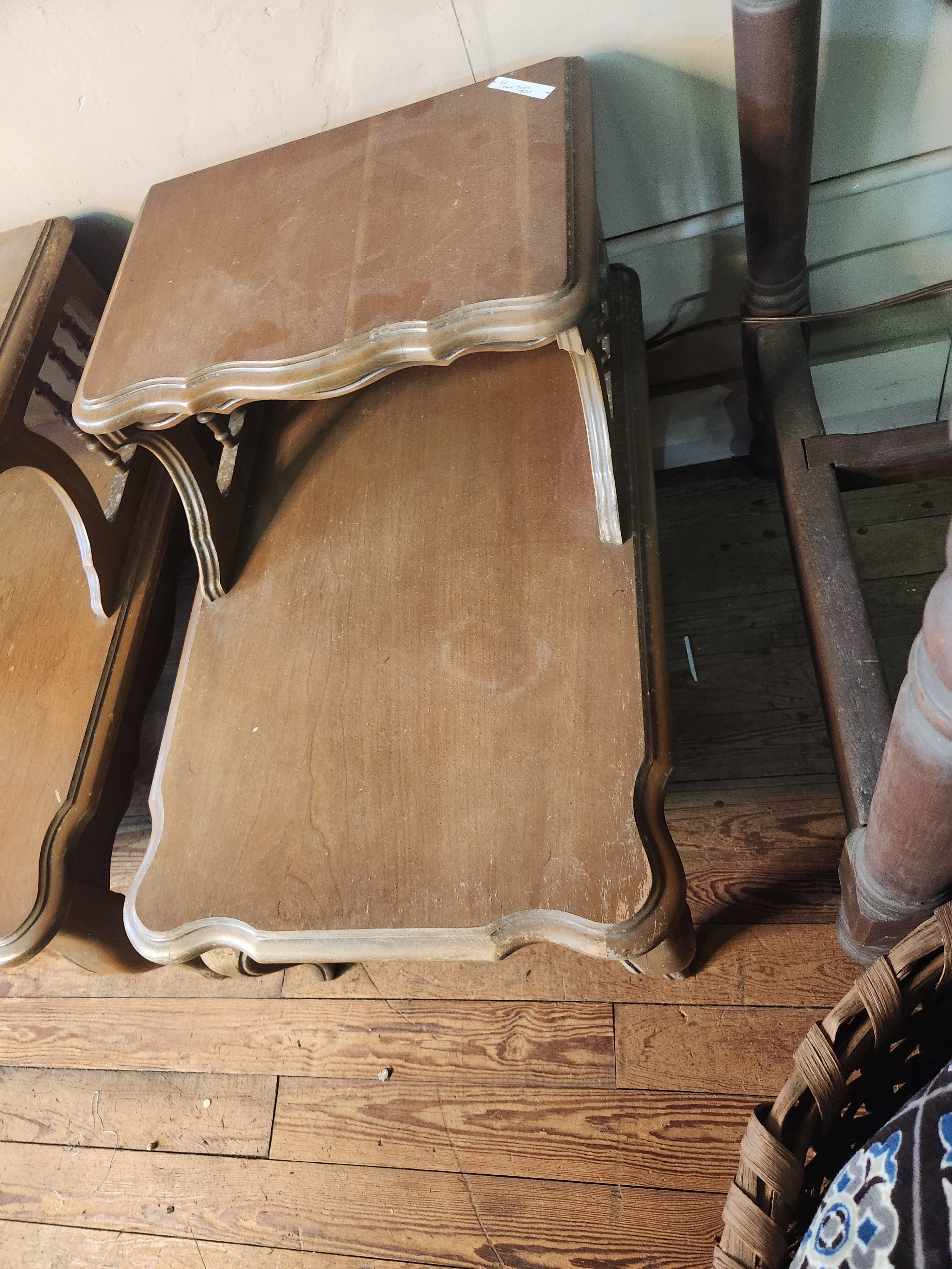 Pair of Vintage Mid-Century Wooden Two-Tier Step End Tables
