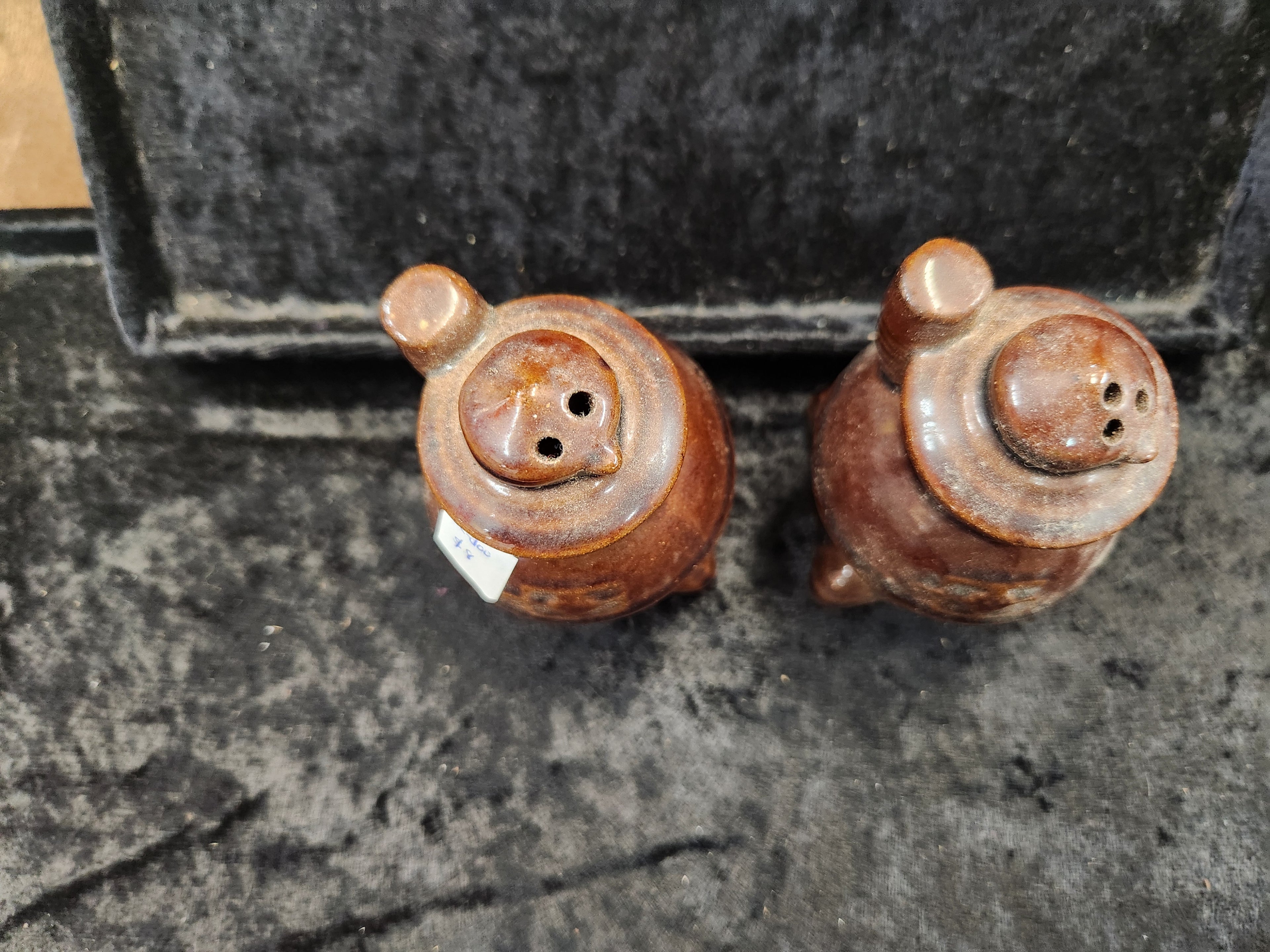 Vintage Dark Brown Ceramic Pot-Belly Stove S&P Shakers