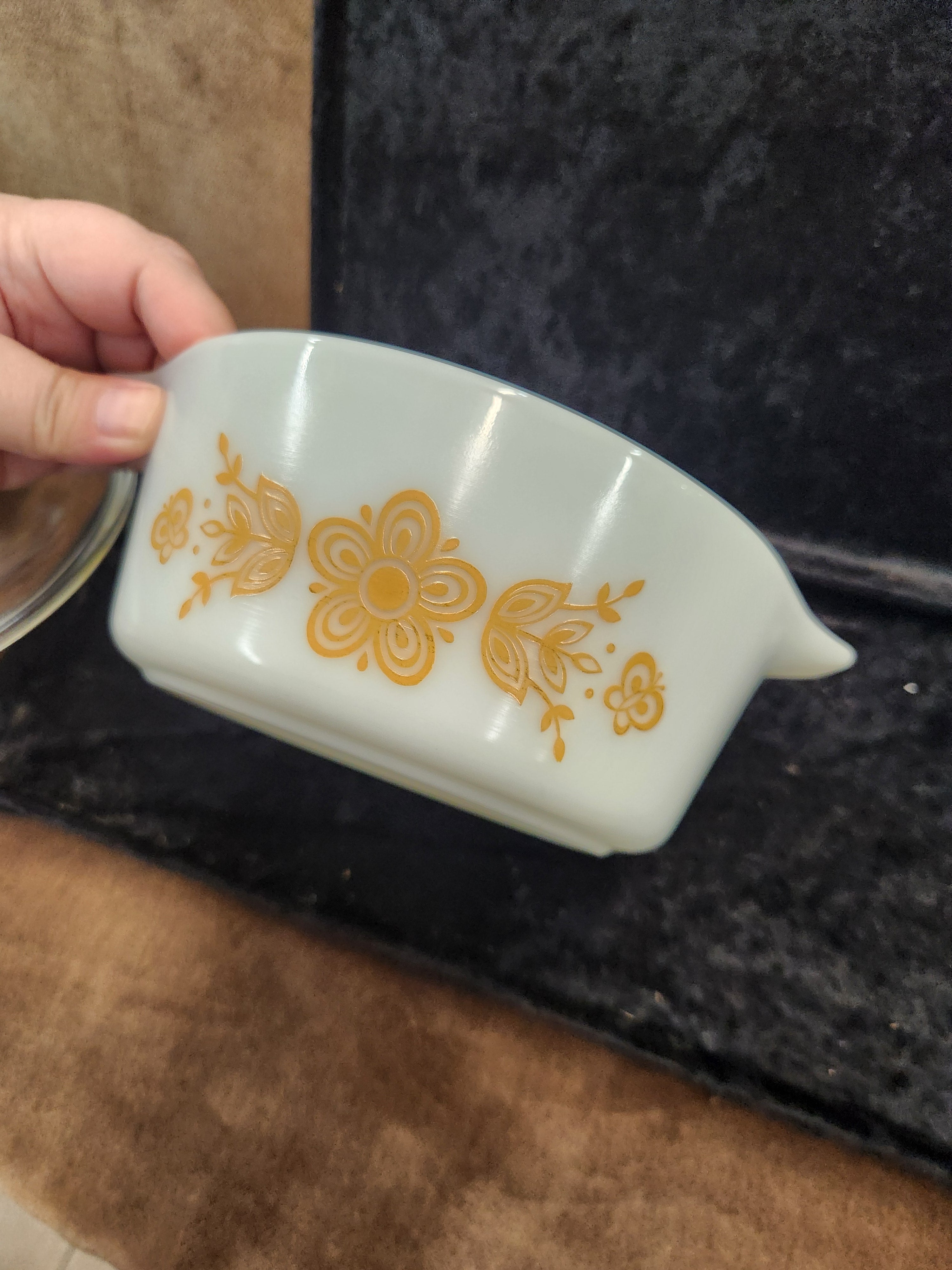 Vintage Pyrex Casserole Dish with Lid Butterfly Gold Pattern