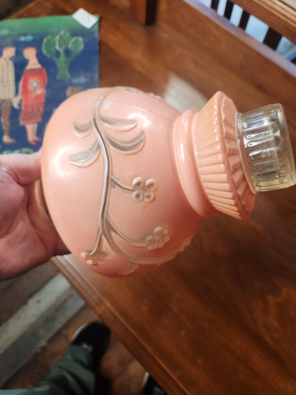 Antique 1920s Art Deco Period Frosted Glass Table Lamp Shade