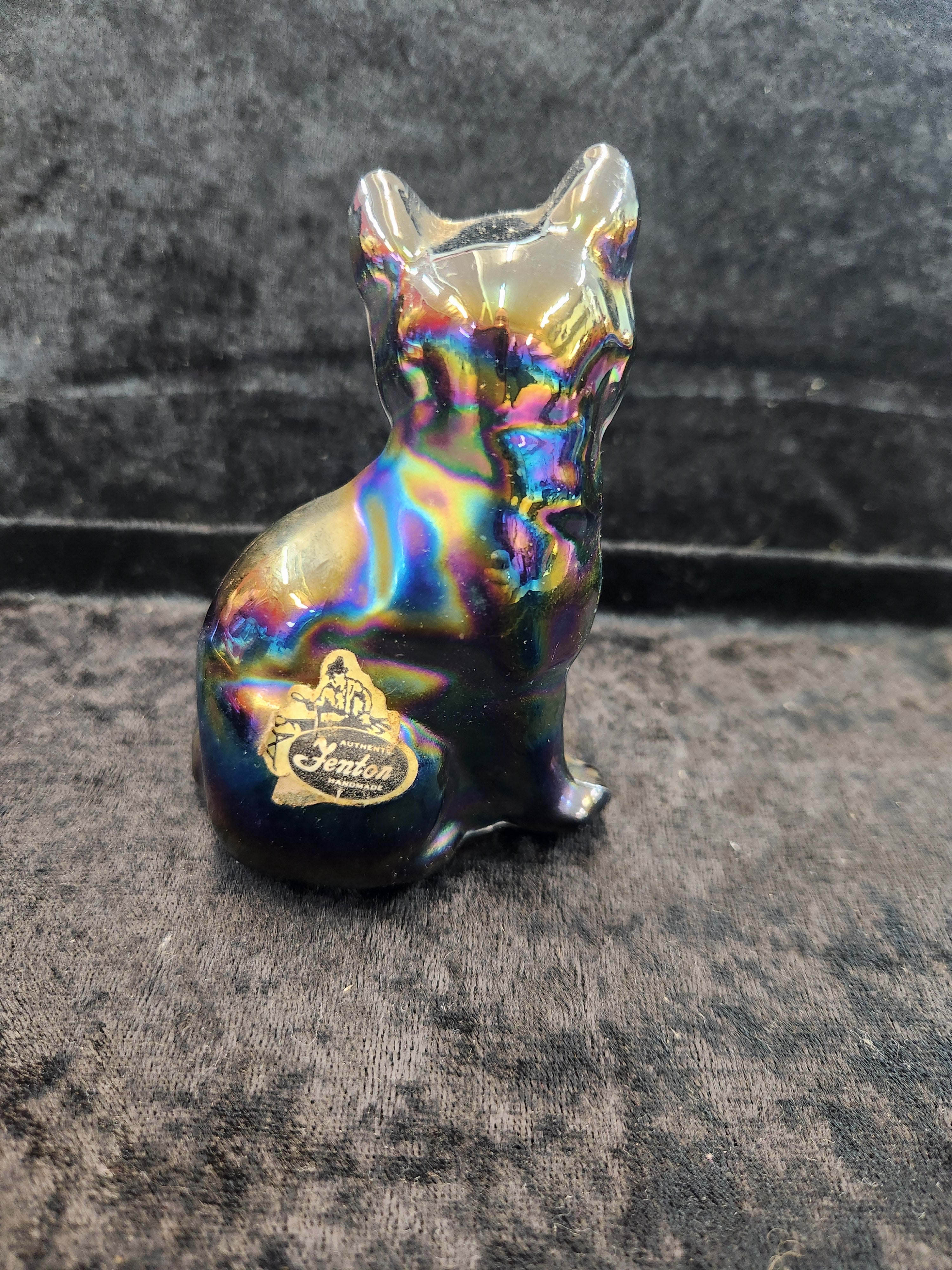 Vintage Fenton Carnival Glass Cat Figurine