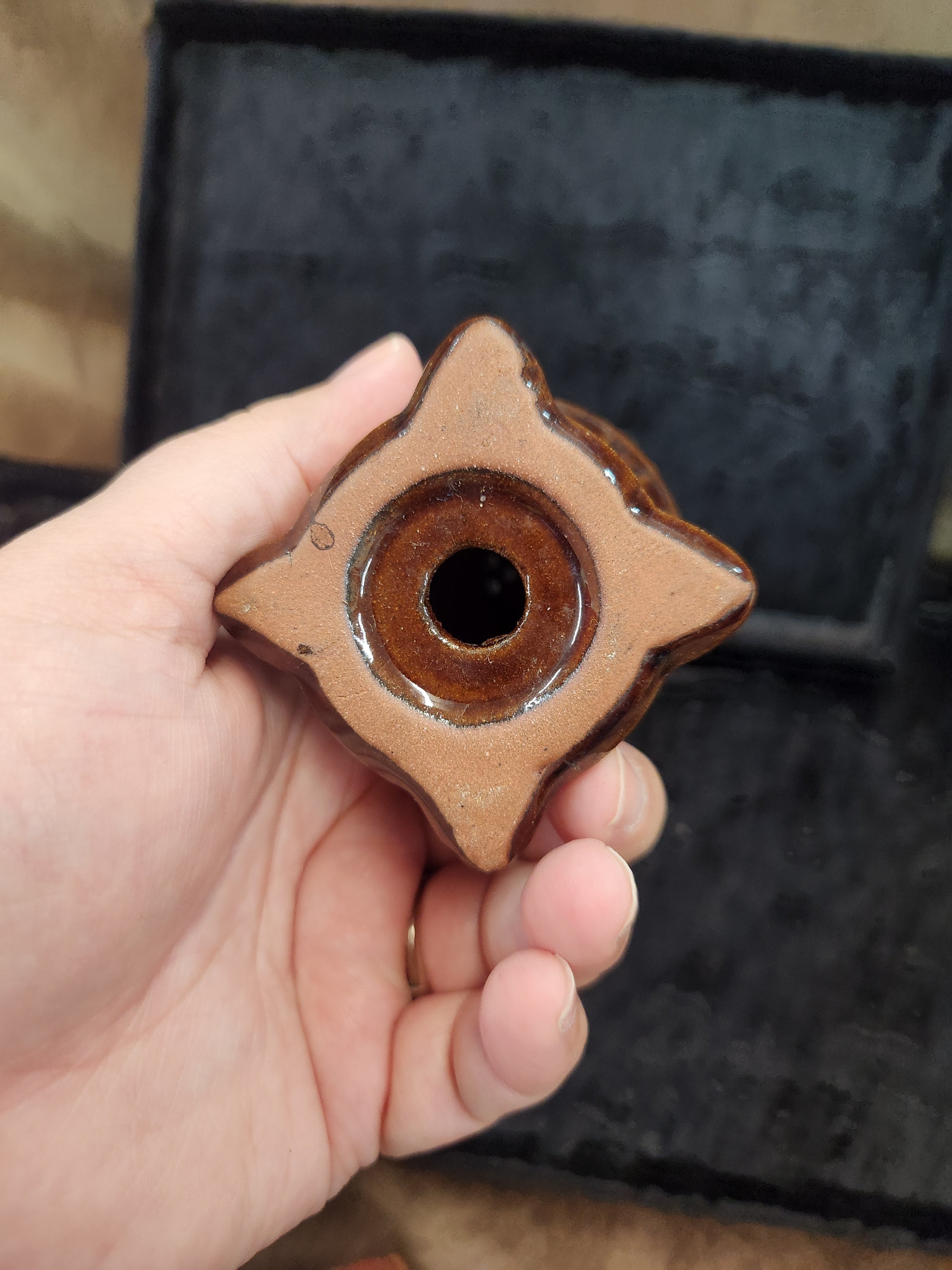 Vintage Dark Brown Ceramic Pot-Belly Stove S&P Shakers