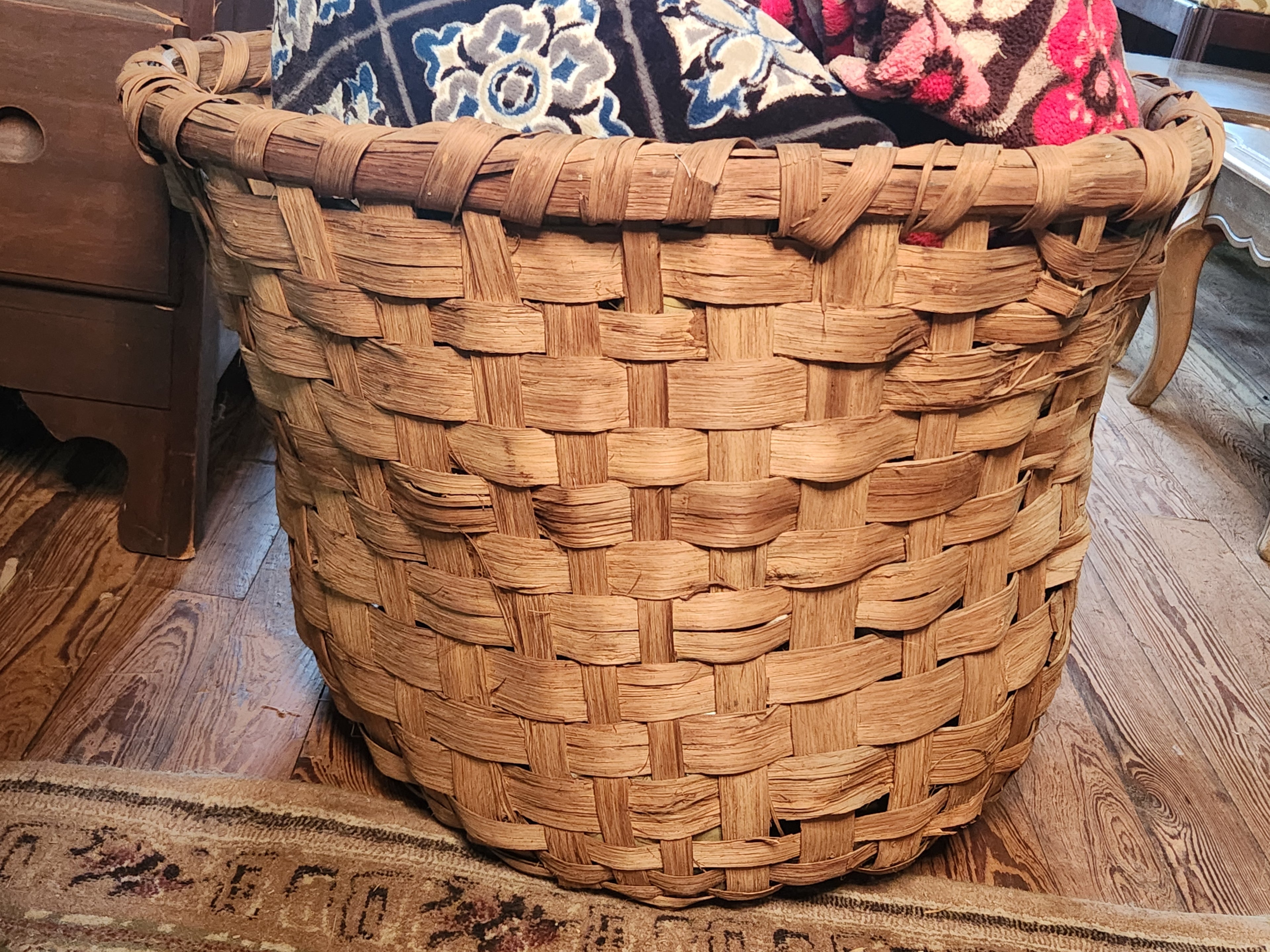 Large Primitive Woven Cotton Basket