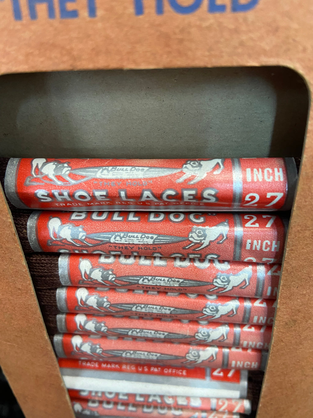 Vintage 1950s-Era "Bull Dog" Brand Shoes Laces Display Advertising