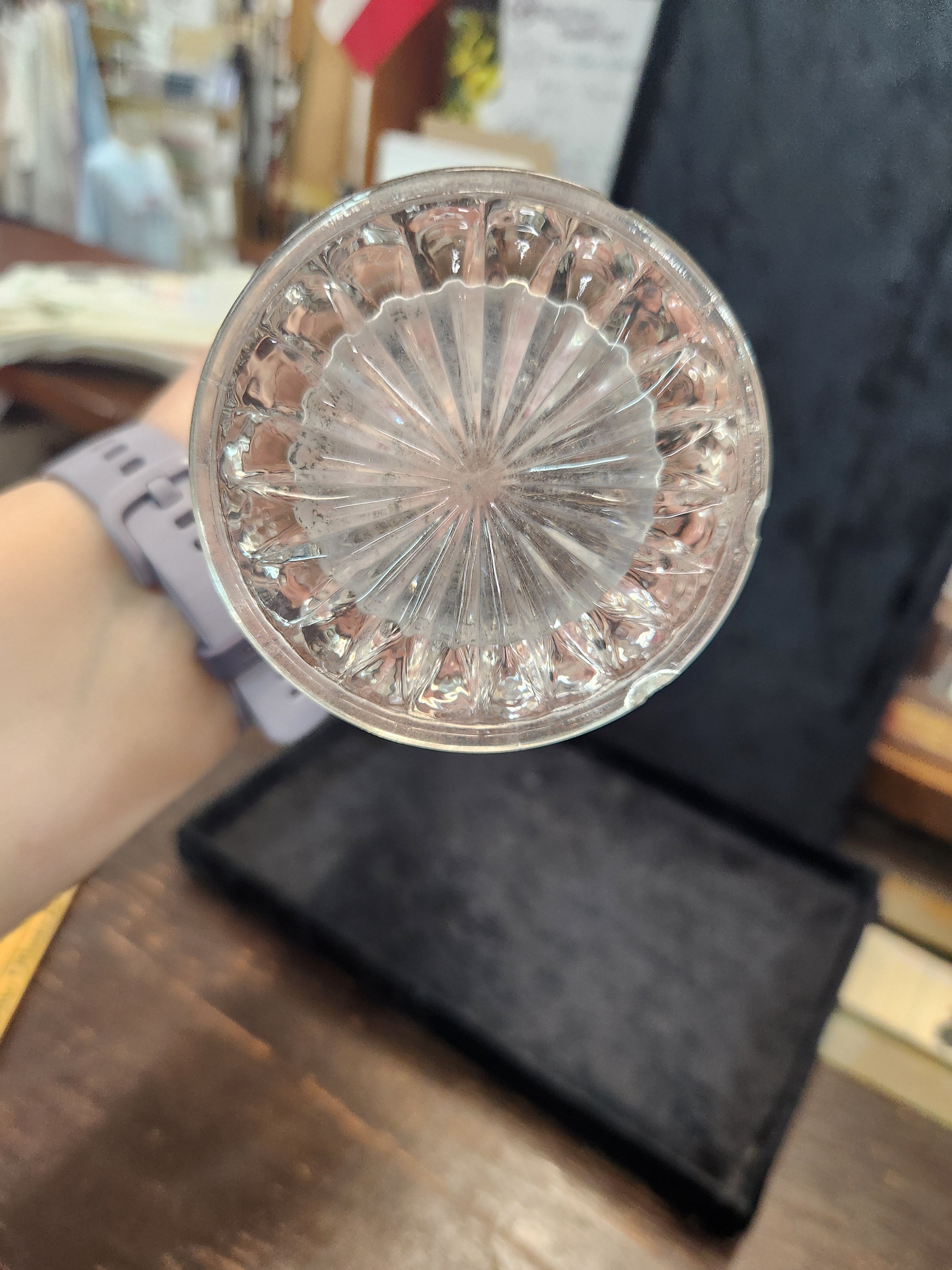Vintage Clear Glass Swung Vase